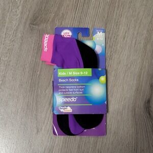 Speedo Kids Beach Socks Purple Pink Neoprene Water Shoes Size M 9-12 UPF 50+ New